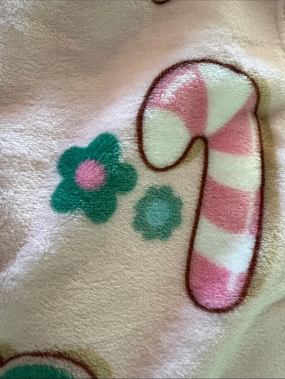 New Betsey Johnson Pink Holiday Plush Throw with Gingerbread & Candy Motifs